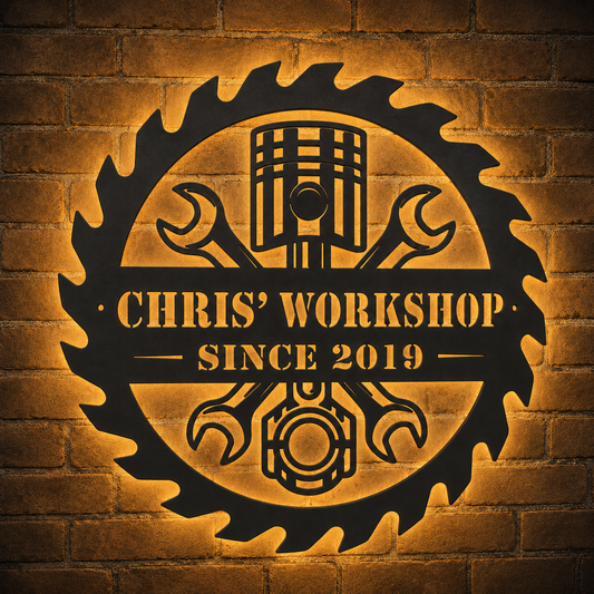 Personalized Grandpa Workshop Metal Sign — Custom Name Gift for Grandfather, Father's Day Garage Decor