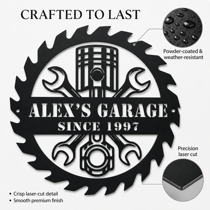 Personalized Grandpa Workshop Metal Sign — Custom Name Gift for Grandfather, Father's Day Garage Decor — main 3