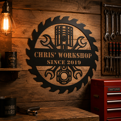 Personalized Grandpa Workshop Metal Sign — Custom Name Gift for Grandfather, Father's Day Garage Decor — main 8