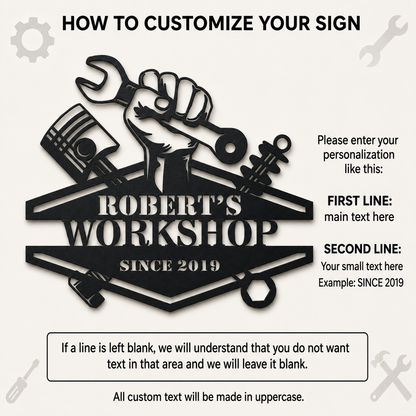 Personalized Mechanic Metal Sign — Custom Auto Shop Wall Decor, Car Guy Gift with Name and Year — main 4