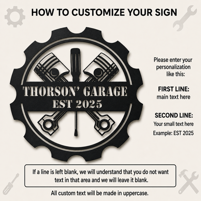 Personalized Garage Metal Sign — Custom Dad Mechanic Gift with Name and Year, Man Cave Wall Decor — main 4