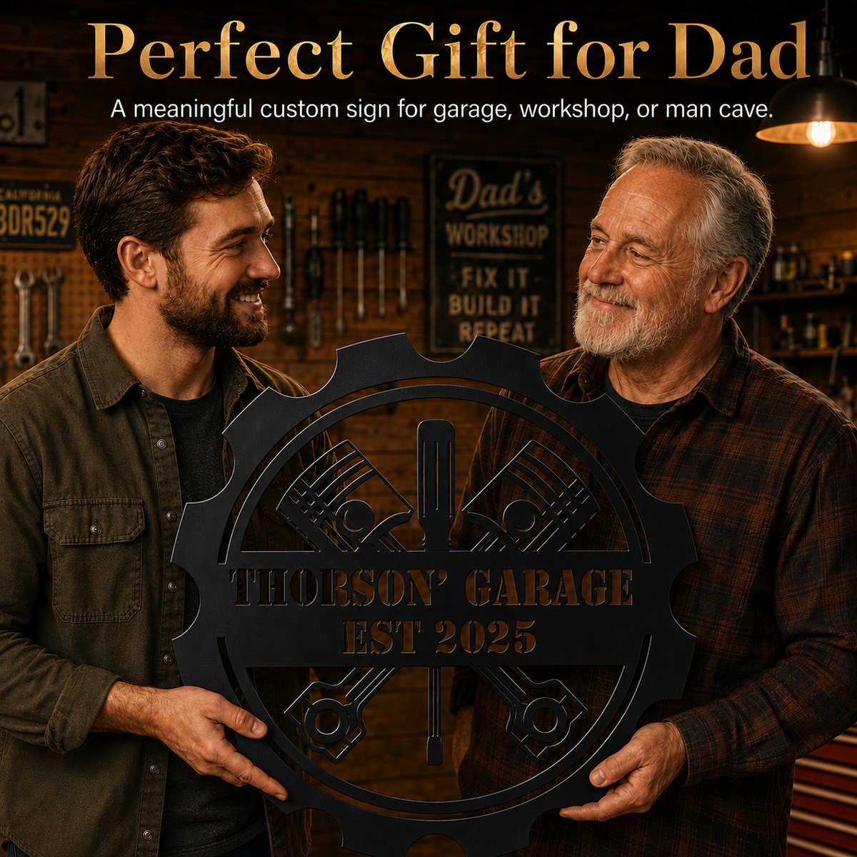 Personalized Garage Metal Sign — Custom Dad Mechanic Gift with Name and Year, Man Cave Wall Decor — main 7