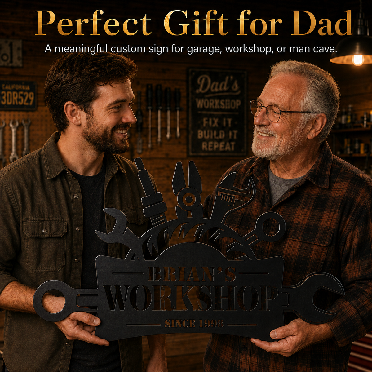Personalized Dad Workshop Metal Sign with Custom Name and Year — Handyman Gift for Father's Day — main 6