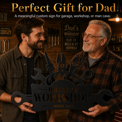 Personalized Dad Workshop Metal Sign with Custom Name and Year — Handyman Gift for Father's Day — main 6