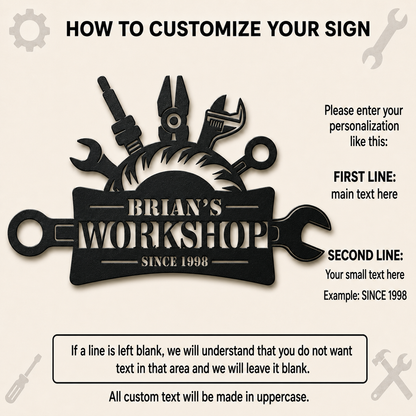 Personalized Dad Workshop Metal Sign with Custom Name and Year — Handyman Gift for Father's Day — main 3