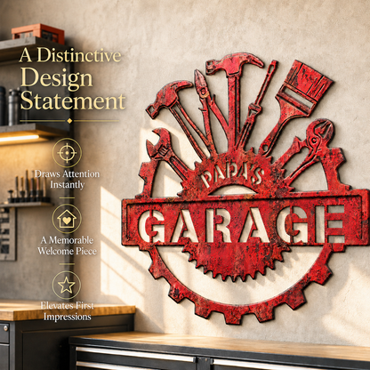 Rusty Red Workshop Metal Sign, Custom Dad’s Workshop Wall Decor, Personalized Garage Tool Sign, Rustic Metal Gift for Dad — main 4