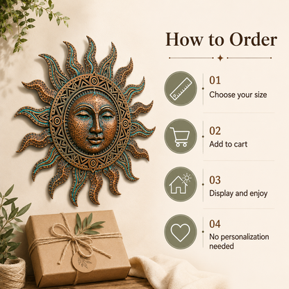 Rustic Sun Face Metal Wall Art, Sun Wall Decor for Garden Fence, Patio, Boho Southwest Backyard Gift — main 13