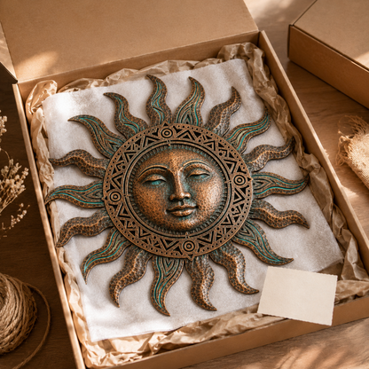 Rustic Sun Face Metal Wall Art, Sun Wall Decor for Garden Fence, Patio, Boho Southwest Backyard Gift — main 11