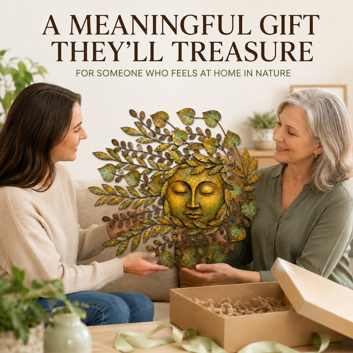 Mother Nature Wall Art Botanical Woman Face Metal Wall Decor Earth Goddess Nature Lover Gift — main 11