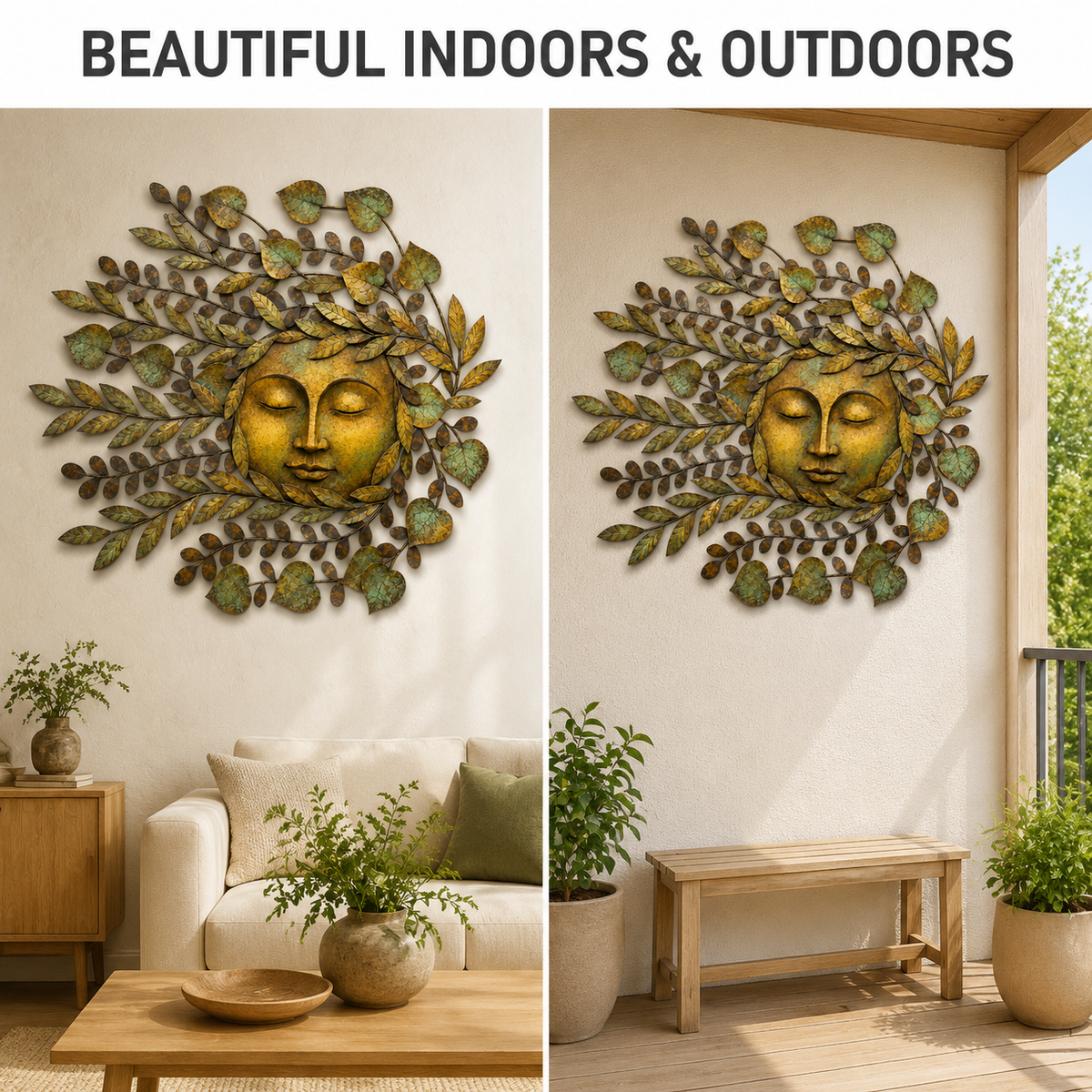 Mother Nature Wall Art Botanical Woman Face Metal Wall Decor Earth Goddess Nature Lover Gift — main 14