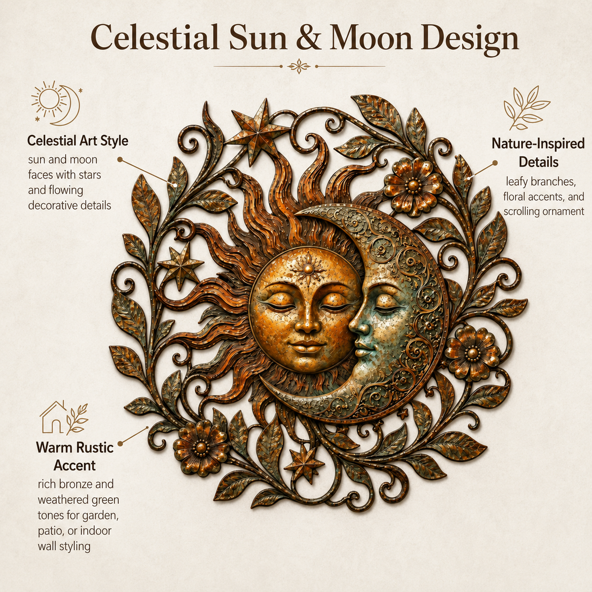 Sun Moon Art Metal Sign, Celestial Yard Decor, Outdoor Garden Wall Art, Rustic Sun Moon Wall Decor, Patio Metal Sign — 2605005D_main_03