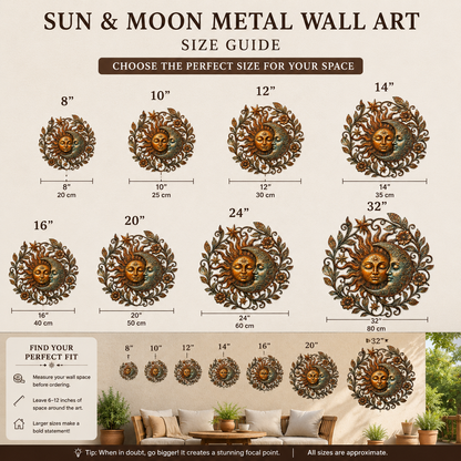 Sun Moon Art Metal Sign, Celestial Yard Decor, Outdoor Garden Wall Art, Rustic Sun Moon Wall Decor, Patio Metal Sign — Main 13