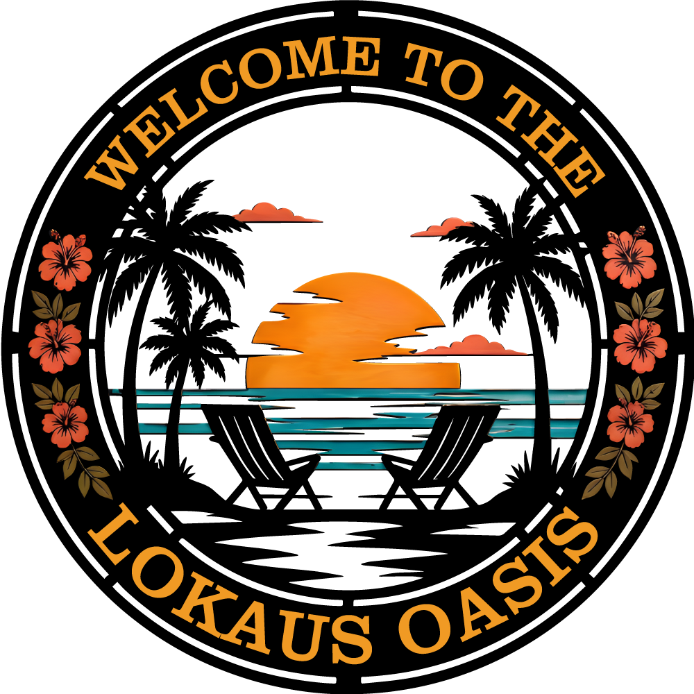 Backyard Oasis Sign — Metal Lake Wall Art, Outdoor/Indoor Decor; Sizes 8–46 in, Optional LED Lighting — 11