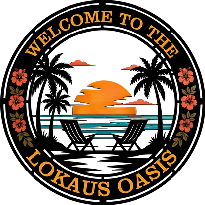 Backyard Oasis Sign — Metal Lake Wall Art, Outdoor/Indoor Decor; Sizes 8–46 in, Optional LED Lighting — 11