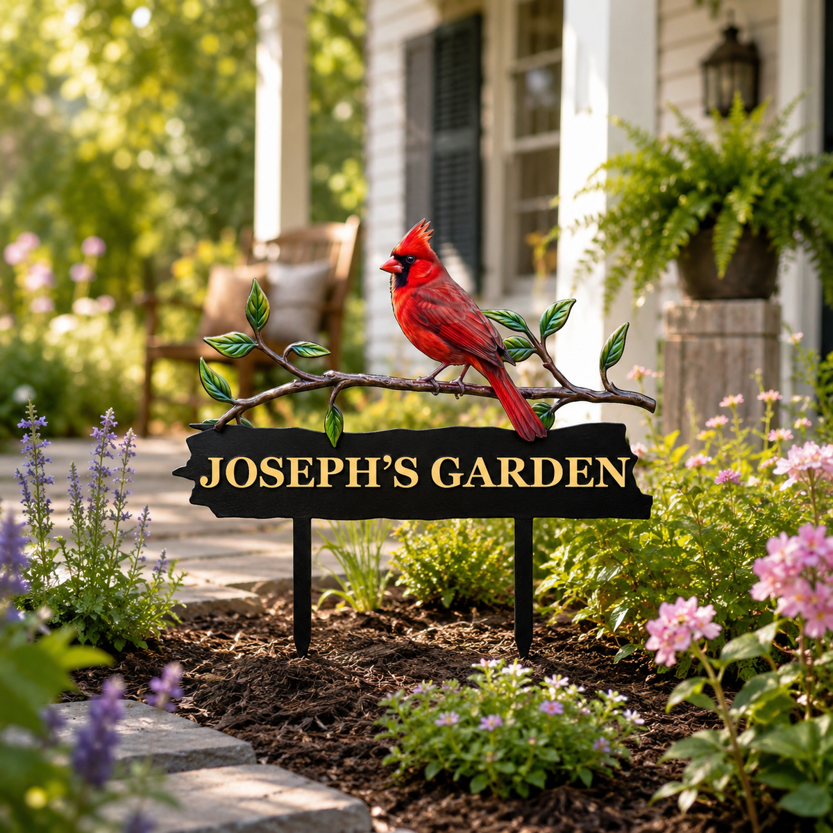 Personalized Cardinal Garden Stake Red Bird Metal Yard Art Custom Garden Sign Gardener Gift Outdoor Garden Decor — new main