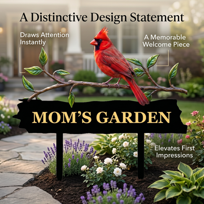 Personalized Cardinal Garden Stake Red Bird Metal Yard Art Custom Garden Sign Gardener Gift Outdoor Garden Decor — MAIN 3