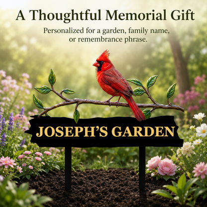 Personalized Cardinal Garden Stake Red Bird Metal Yard Art Custom Garden Sign Gardener Gift Outdoor Garden Decor — Main_06