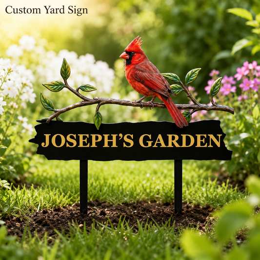 Personalized Cardinal Garden Stake Red Bird Metal Yard Art Custom Garden Sign Gardener Gift Outdoor Garden Decor — Main_01