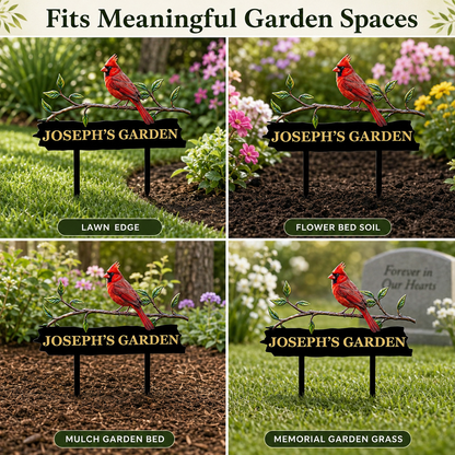 Personalized Cardinal Garden Stake Red Bird Metal Yard Art Custom Garden Sign Gardener Gift Outdoor Garden Decor — Main_12