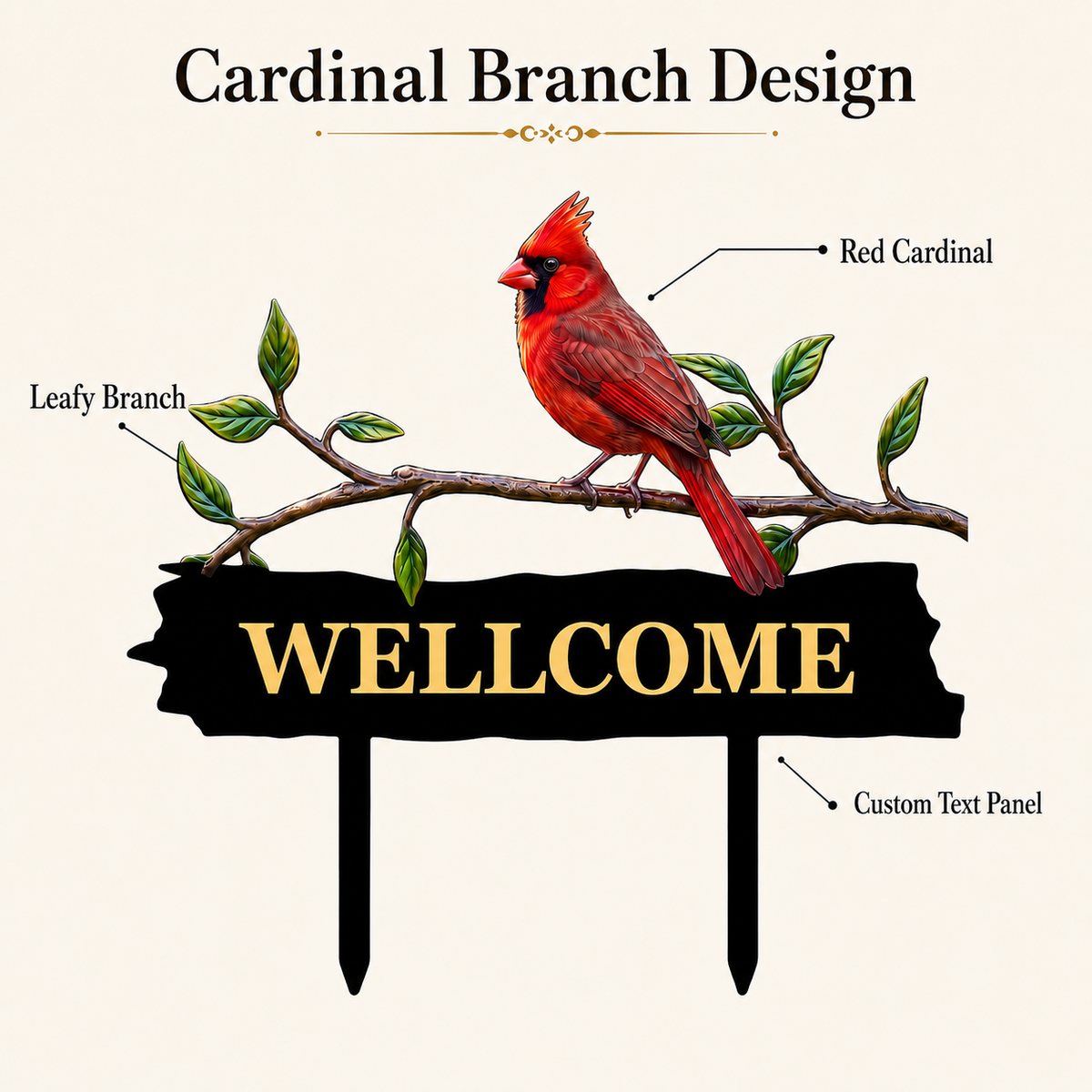 Personalized Cardinal Garden Stake Red Bird Metal Yard Art Custom Garden Sign Gardener Gift Outdoor Garden Decor — Main_04