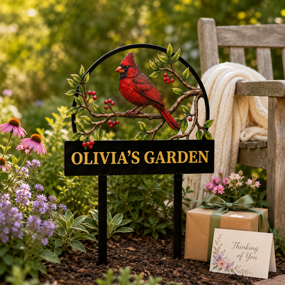 Grandma Cardinal Garden Stake Personalized Metal Yard Art Red Bird Garden Sign Gardener Gift for Grandma — main 13