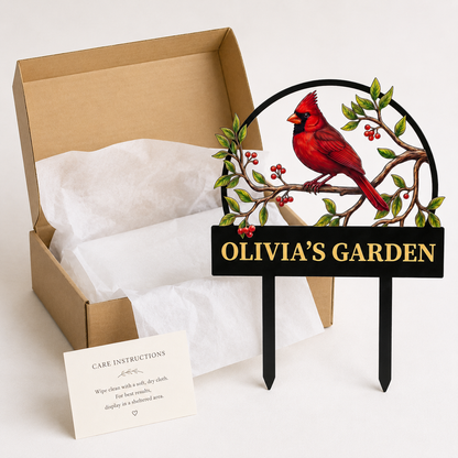 Grandma Cardinal Garden Stake Personalized Metal Yard Art Red Bird Garden Sign Gardener Gift for Grandma — main 18