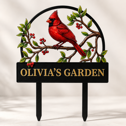 Grandma Cardinal Garden Stake Personalized Metal Yard Art Red Bird Garden Sign Gardener Gift for Grandma — main 12