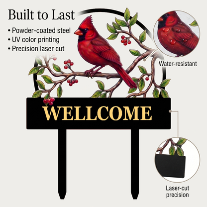 Grandma Cardinal Garden Stake Personalized Metal Yard Art Red Bird Garden Sign Gardener Gift for Grandma — MAIN 2