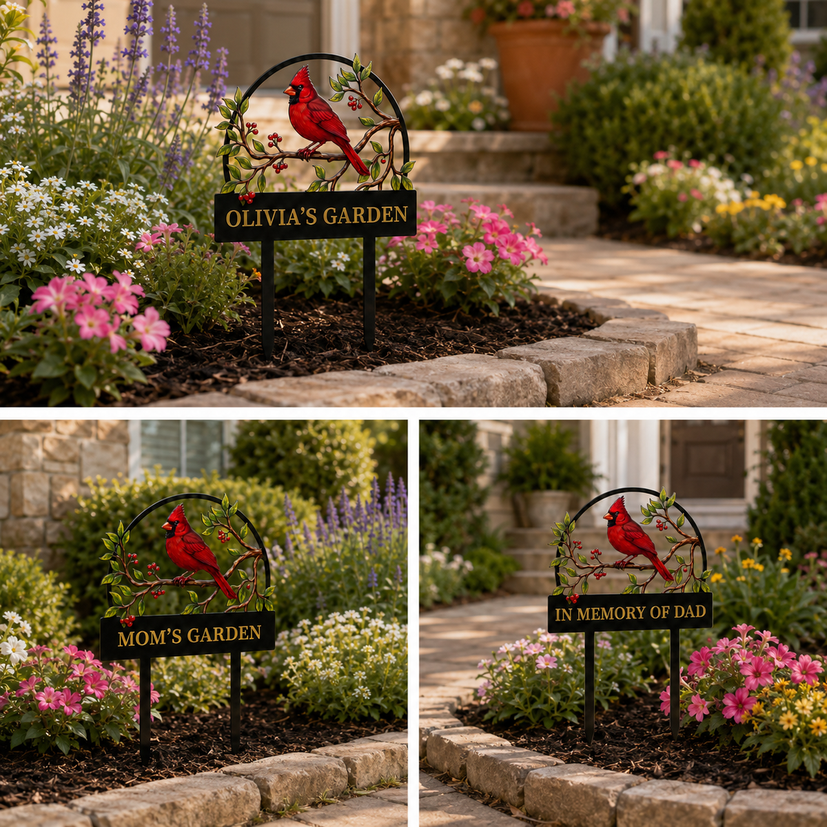 Grandma Cardinal Garden Stake Personalized Metal Yard Art Red Bird Garden Sign Gardener Gift for Grandma — main 15