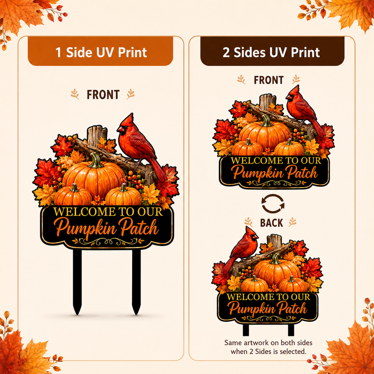 Pumpkin Patch Cardinal Garden Stake Personalized Fall Garden Decor Red Bird Yard Art Autumn Harvest Gift for Gardener — Main_11