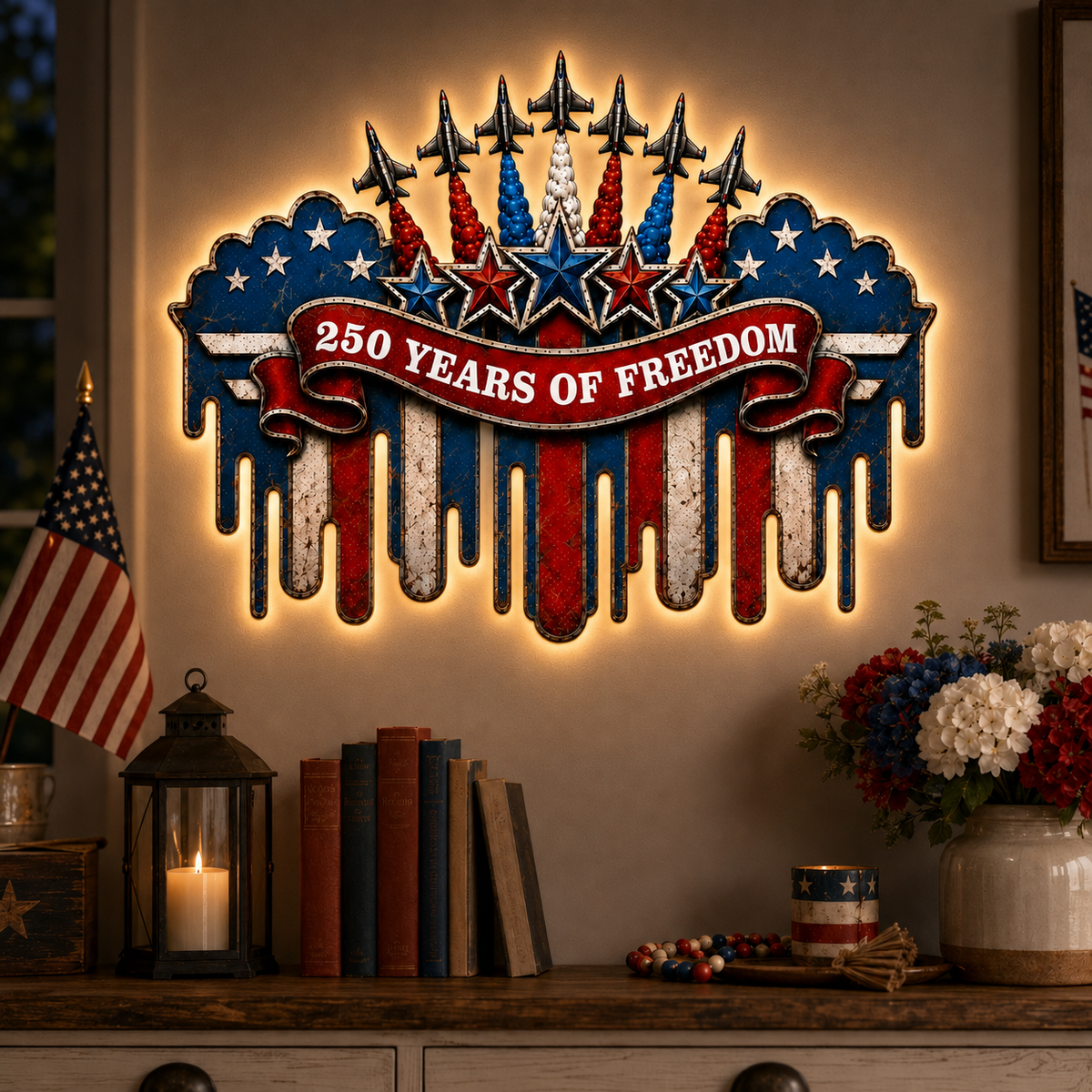 250 Years of Freedom Metal Sign, America 250th Anniversary Patriotic Wall Decor, USA Independence Day Gift