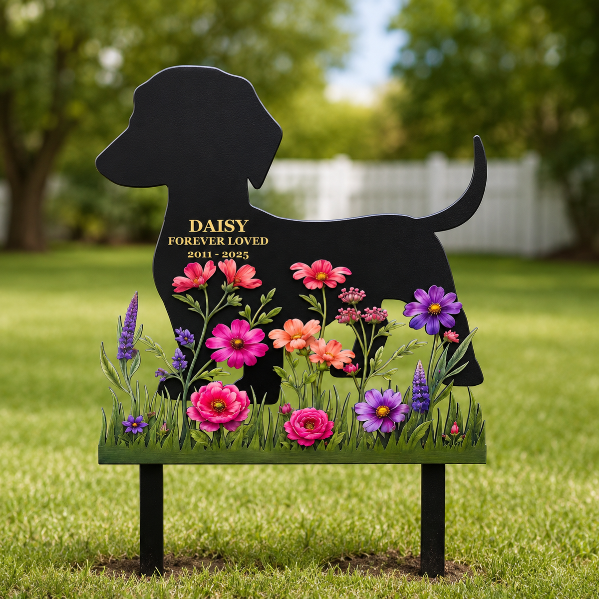 Custom Pet Memorial Garden Stake, Personalized Dog Memorial Yard Sign, Metal Grave Marker, Dog Loss Gift