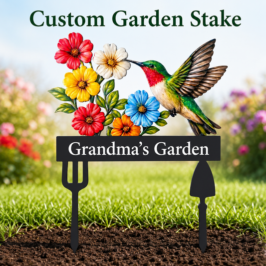 Hummingbird Welcome Garden Stake Floral Garden Sign Colorful Flower Yard Decor Bird Lover Gift