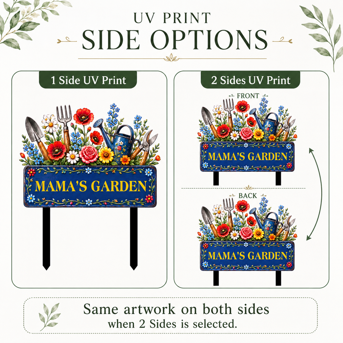 Custom Mama’s Garden Metal Stake, Personalized Floral Garden Tool Yard Sign, Flower Garden Decor, Gift for Mom Grandma --- Metal Garden Art Flower Garden Stake, Custom Text Garden Sign, Personalized Metal Garden Stake Gift for Mom, 1 or 2 Side UV Print — 11