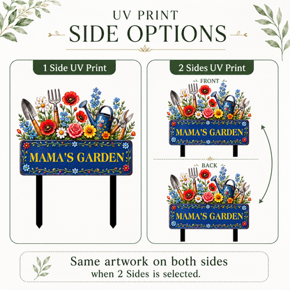 Custom Mama’s Garden Metal Stake, Personalized Floral Garden Tool Yard Sign, Flower Garden Decor, Gift for Mom Grandma --- Metal Garden Art Flower Garden Stake, Custom Text Garden Sign, Personalized Metal Garden Stake Gift for Mom, 1 or 2 Side UV Print — 11
