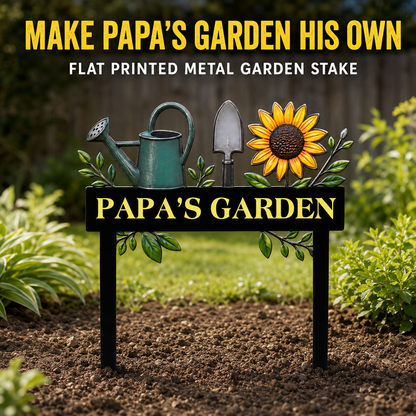 Custom Metal Garden Stake Personalized Papa Garden Sign Sunflower Yard Art Gardening Gift for Grandpa Outdoor Garden Decor — 1