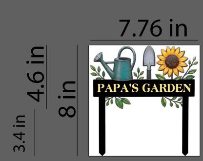 Custom Metal Garden Stake Personalized Papa Garden Sign Sunflower Yard Art Gardening Gift for Grandpa Outdoor Garden Decor — 12