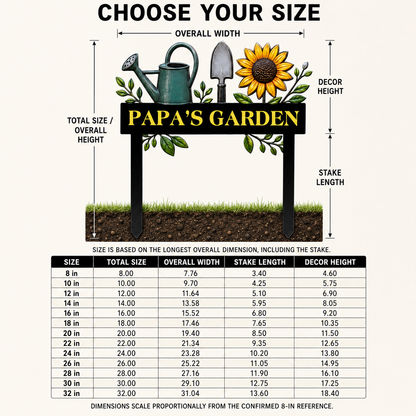 Custom Metal Garden Stake Personalized Papa Garden Sign Sunflower Yard Art Gardening Gift for Grandpa Outdoor Garden Decor — 3