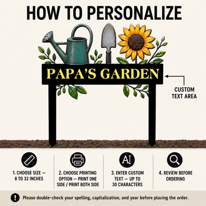 Custom Metal Garden Stake Personalized Papa Garden Sign Sunflower Yard Art Gardening Gift for Grandpa Outdoor Garden Decor — 6
