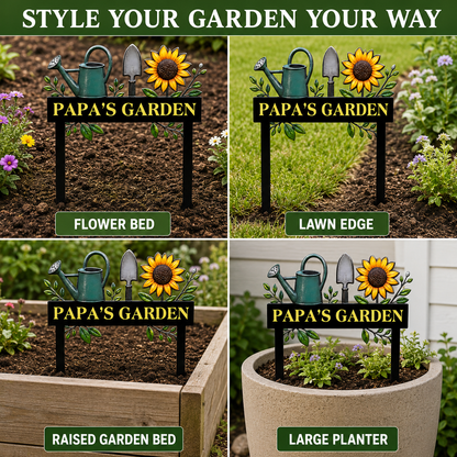 Custom Metal Garden Stake Personalized Papa Garden Sign Sunflower Yard Art Gardening Gift for Grandpa Outdoor Garden Decor — 8