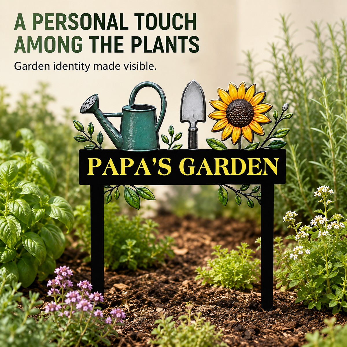 Custom Metal Garden Stake Personalized Papa Garden Sign Sunflower Yard Art Gardening Gift for Grandpa Outdoor Garden Decor — 9