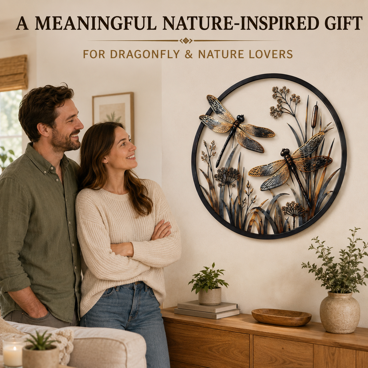 Dragonfly botanical wall art displayed as a nature-inspired gift