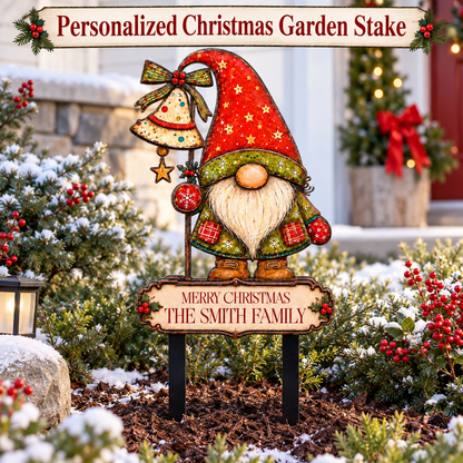 Personalized Christmas Gnome Garden Stake 1