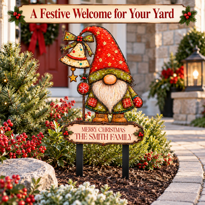 Personalized Christmas Gnome Garden Stake 2
