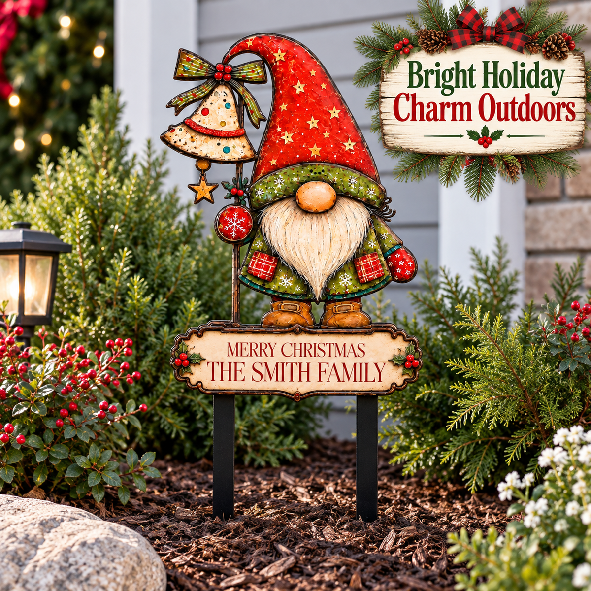 Personalized Christmas Gnome Garden Stake 4