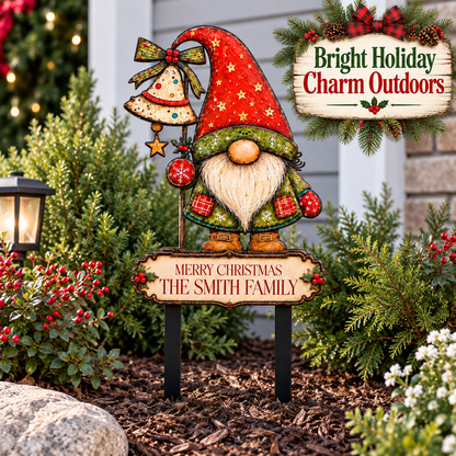 Personalized Christmas Gnome Garden Stake 4