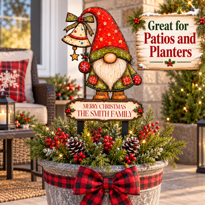 Personalized Christmas Gnome Garden Stake 5
