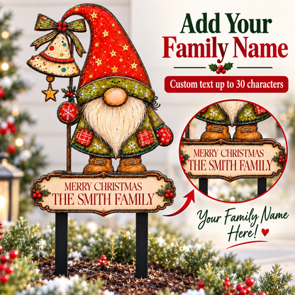 Personalized Christmas Gnome Garden Stake 6