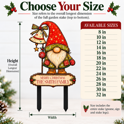 Personalized Christmas Gnome Garden Stake 7