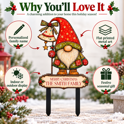 Personalized Christmas Gnome Garden Stake 8